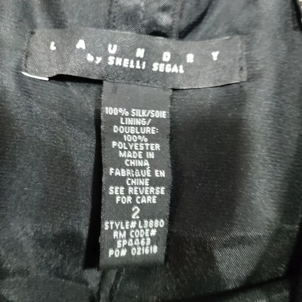 Laundry By Shelli Segal Whimsy Goth Twee Ribbon Waist Silk Dress Women's Size 2 - Picture 3 of 10